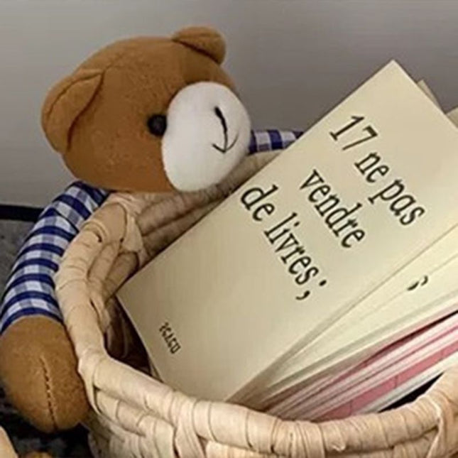 Cute Cartoon Bear Storage Basket Straw Storage Basket for Desktop Office Bedroom L – product detail