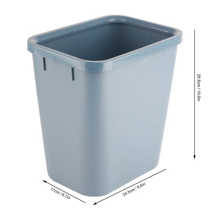 8L Rectangle Waste Bin Thicken Plastic Open Top Trash Can for Kitchen Bathroom Hotel Office Grey