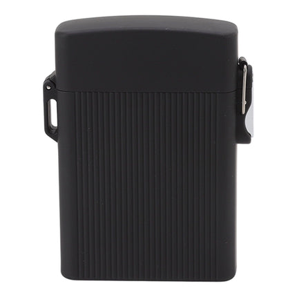 Full Pack 16 Cigarettes Case USB Rechargeable Windproof Flameless Cigarettes Lighter Case Waterproof Cigarette Box with Lanyard Black
