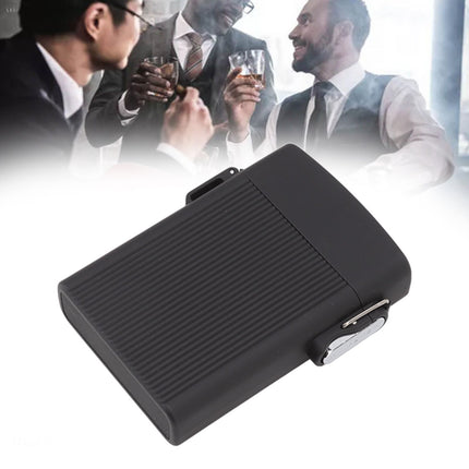 Full Pack 16 Cigarettes Case USB Rechargeable Windproof Flameless Cigarettes Lighter Case Waterproof Cigarette Box with Lanyard Black