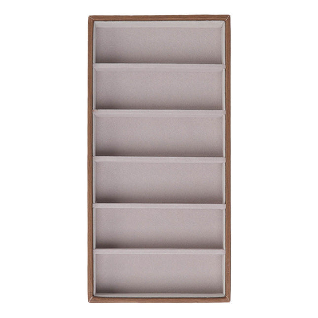 Eyeglass Display Organizer Wood Grain 6 Compartments Glasses Display Tray Sunglasses Storage Cases