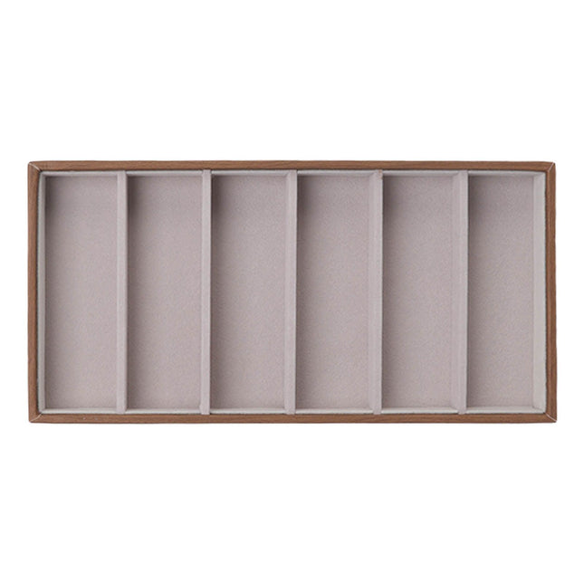 Eyeglass Display Organizer Wood Grain 6 Compartments Glasses Display Tray Sunglasses Storage Cases – product detail