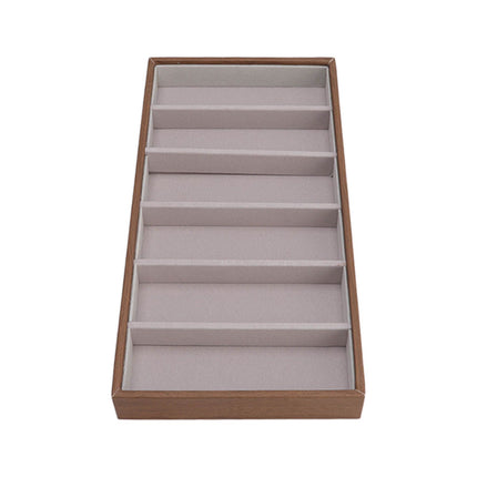 Eyeglass Display Organizer Wood Grain 6 Compartments Glasses Display Tray Sunglasses Storage Cases