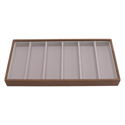 Eyeglass Display Organizer Wood Grain 6 Compartments Glasses Display Tray Sunglasses Storage Cases