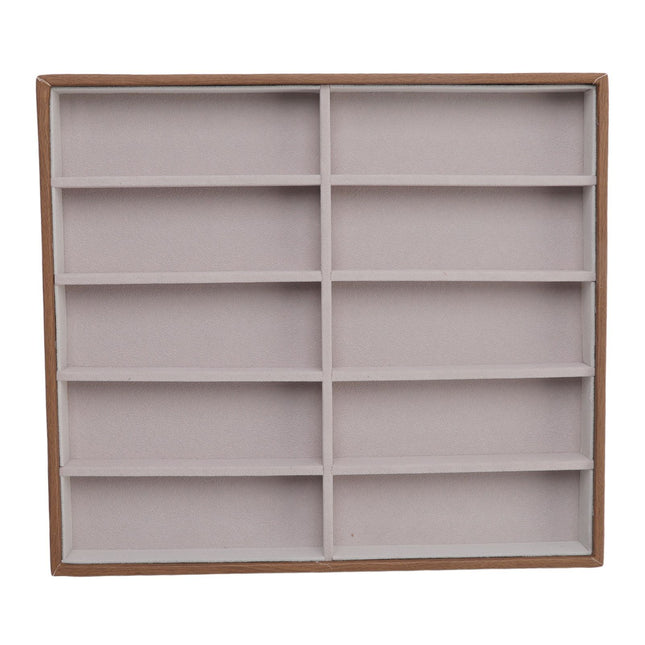Sunglasses Display Tray PU Wood Grain Sunglasses Storage Case for Home Glasses Store 10 Grids