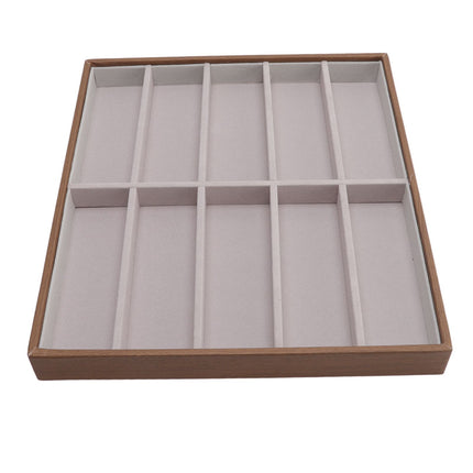 Sunglasses Display Tray PU Wood Grain Sunglasses Storage Case for Home Glasses Store 10 Grids