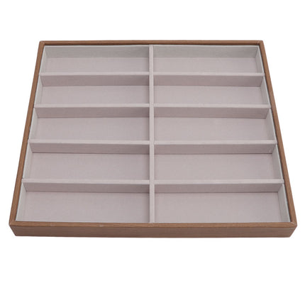 Sunglasses Display Tray PU Wood Grain Sunglasses Storage Case for Home Glasses Store 10 Grids