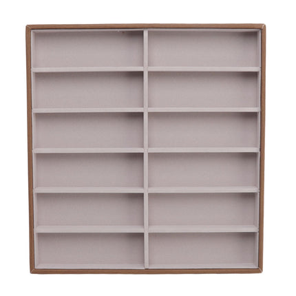 Sunglasses Display Tray PU Wood Grain Sunglasses Storage Case for Home Glasses Store 12 Grids