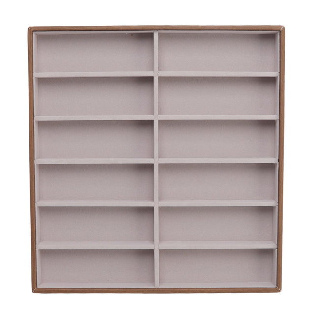 Sunglasses Display Tray PU Wood Grain Sunglasses Storage Case for Home Glasses Store 12 Grids