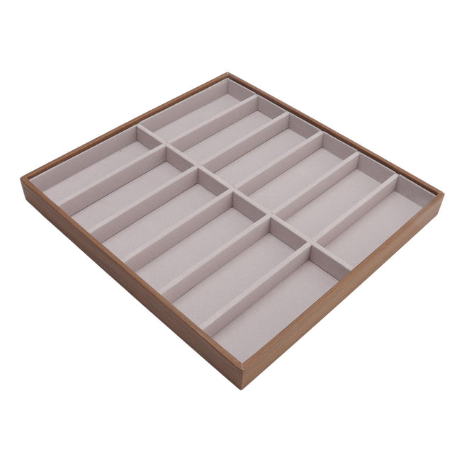 Sunglasses Display Tray PU Wood Grain Sunglasses Storage Case for Home Glasses Store 12 Grids – product detail