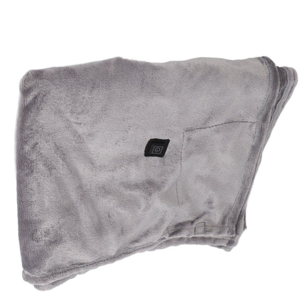 USB Heated Warm Shawl Lightweight Coral Flannel Electric Shoulder Blanket for Winter Light Gray