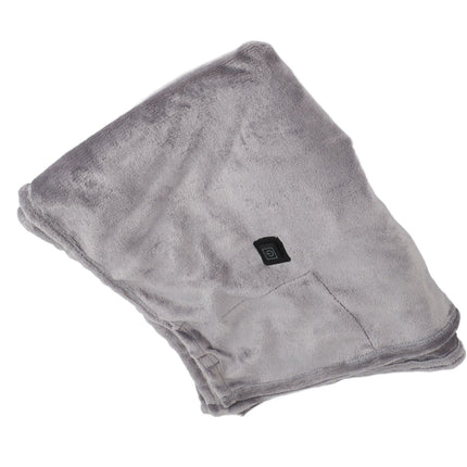 USB Heated Warm Shawl Lightweight Coral Flannel Electric Shoulder Blanket for Winter Light Gray