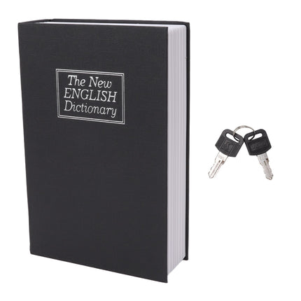 Dictionary Coin Piggy Bank Stainless Steel Realistic Lockable Book Safe Box with Key for Coin Storage Black