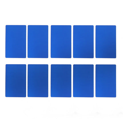 50PCS Business Name Card Laser Engraving Waterproof and Wear Resistant Aluminum Visiting Card for Company Blue