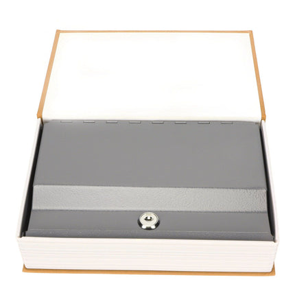 Book Safe Stainless Steel Liner Decorative ABS Material Humanized Design Protective Soft Touch Savings Bank with Key Brown