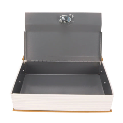Book Safe Stainless Steel Liner Decorative ABS Material Humanized Design Protective Soft Touch Savings Bank with Key Brown