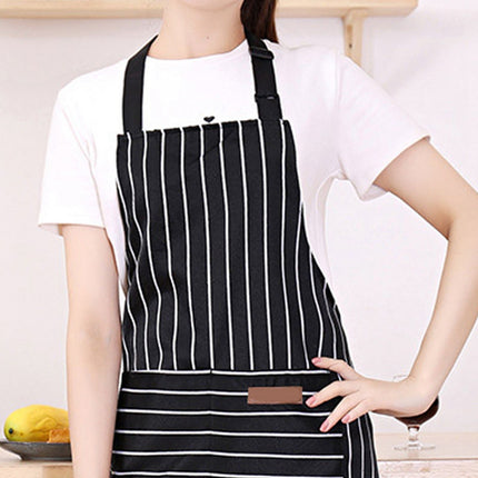 2 Pcs Kitchen Cooking Apron with 2 Pockets Adjustable Bib Chef Apron for Men Women Black Strip