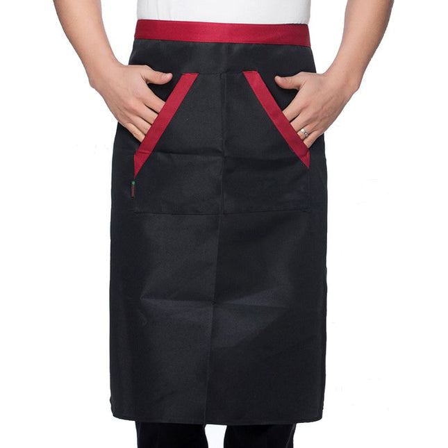 2pcs Chef Waist Apron Soft Moisture Absorbent Breathable Polyester Men's Half Apron with Pockets for Hotel
