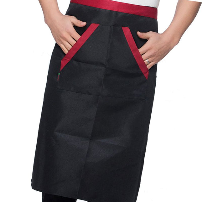 2pcs Chef Waist Apron Soft Moisture Absorbent Breathable Polyester Men's Half Apron with Pockets for Hotel – product detail