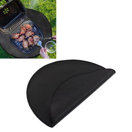 Grill Mat Fireproof High Temperature Resistance Washable Reusable Round BBQ Mat Black 32in / 82cm Dia
