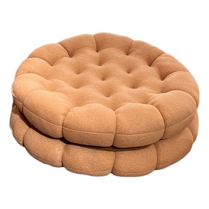 Cookie Cushion Cute Soft Breathable PP Cotton Filling Seating Cushion for Dormitory Bedroom Bedside 450g Apricot