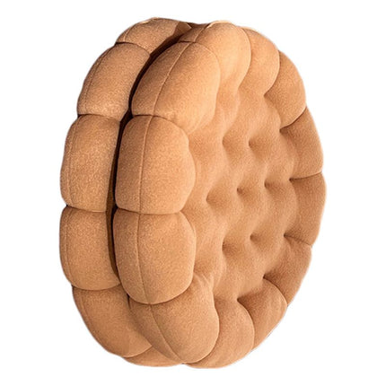 Cookie Cushion Cute Soft Breathable PP Cotton Filling Seating Cushion for Dormitory Bedroom Bedside 450g Apricot