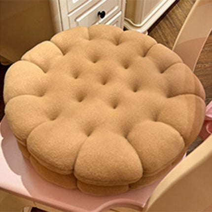 Cookie Cushion Cute Soft Breathable PP Cotton Filling Seating Cushion for Dormitory Bedroom Bedside 450g Apricot