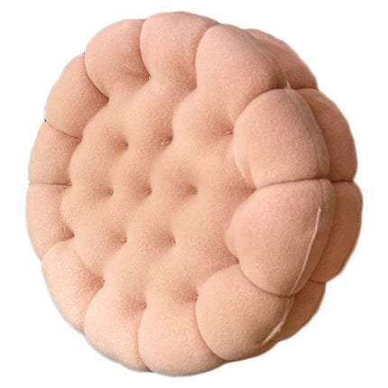 Cookie Cushion Cute Soft Breathable PP Cotton Filling Seating Cushion for Dormitory Bedroom Bedside 450g Strawberry Pink