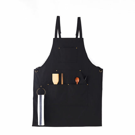 Barbecue Apron Adjustable Waterproof Work Tool Apron with Multiple Pockets Kitchen Apron