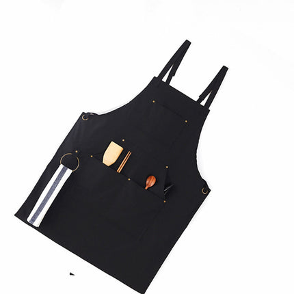 Barbecue Apron Adjustable Waterproof Work Tool Apron with Multiple Pockets Kitchen Apron