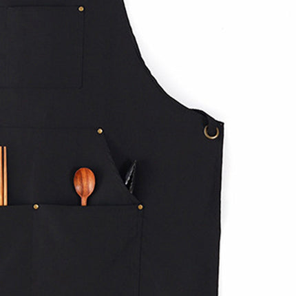 Barbecue Apron Adjustable Waterproof Work Tool Apron with Multiple Pockets Kitchen Apron