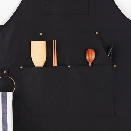 Barbecue Apron Adjustable Waterproof Work Tool Apron with Multiple Pockets Kitchen Apron