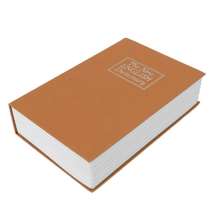 Diversion Book Safe Large Size Dictionary Style Stainless Steel Book Safe Combination Lock for Coins Card Documents Brown