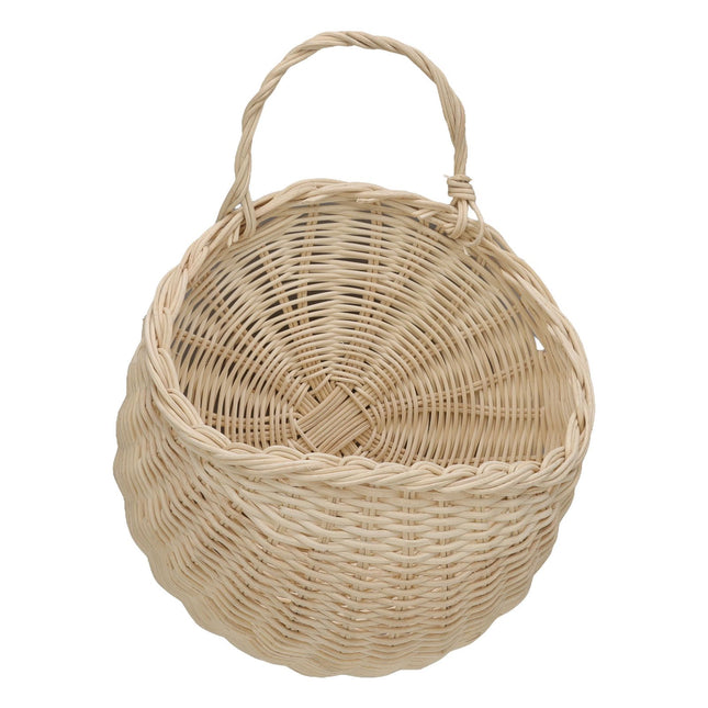 Wall Hanging Rattan Basket Multifunctional Wall Mounted Woven Storage Basket for Home Beige – product detail