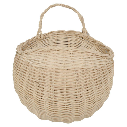 Wall Hanging Rattan Basket Multifunctional Wall Mounted Woven Storage Basket for Home Beige