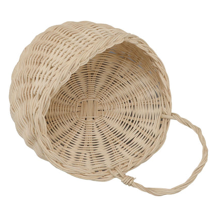Wall Hanging Rattan Basket Multifunctional Wall Mounted Woven Storage Basket for Home Beige