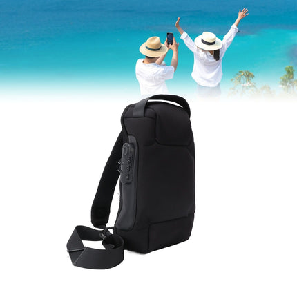 Shoulder Backpack Breathable Large Capacity Lockable Zipper Oxford Cloth Portable Sling Bag for Women Men Black