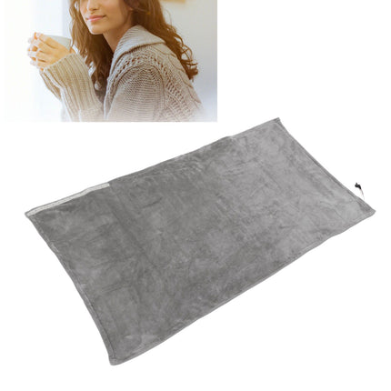 USB Electric Blanket Cozy Soft Portable Temperature Control Machine Washable Heated Shawl Throws for Car Home Travel Light Grey