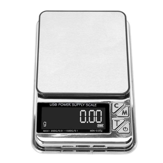 Home Digital Kitchen Scale 200g/0.01g 1500g/0.1 High Accuracy USB Rechargeable Stainless Steel Jewelry – product detail