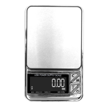 Home Digital Kitchen Scale 200g/0.01g‑1500g/0.1 High Accuracy USB Rechargeable Stainless Steel Jewelry Scale for Food