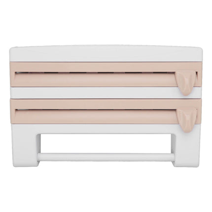 Cling Film Holder Wall Mount Multifunctional Cling Film Cutter with Screws for Kitchen Khaki