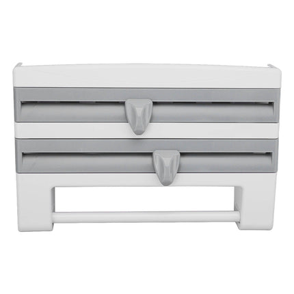 Cling Film Holder Wall Mount Multifunctional Cling Film Cutter with Screws for Kitchen Grey Blue