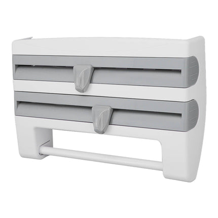 Cling Film Holder Wall Mount Multifunctional Cling Film Cutter with Screws for Kitchen Grey Blue