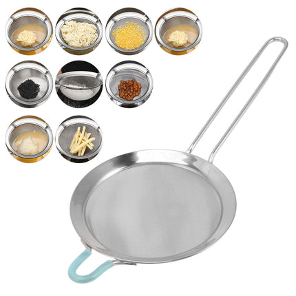 60 Mesh Fine Strainer Stainless Steel Handheld Flour Colander with Long Handle for Kitchen 20cm/7.9in