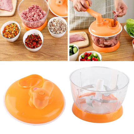 Manual Vegetable Grinder PP Stainless Steel Food Grade Compact Portable Food Vegetable Grinder for Kitchen Restaurant 6 Blades