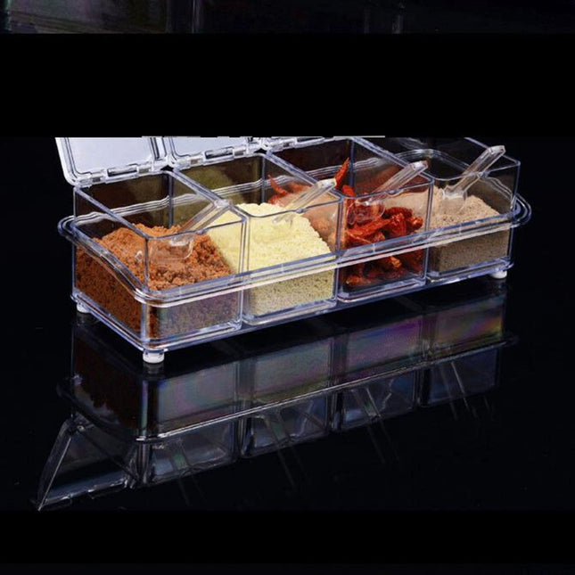 Kitchen Seasoning Jar Set Acrylic Condiment Storage Box Transparent Salt Sugar Spice Jar Set – product detail