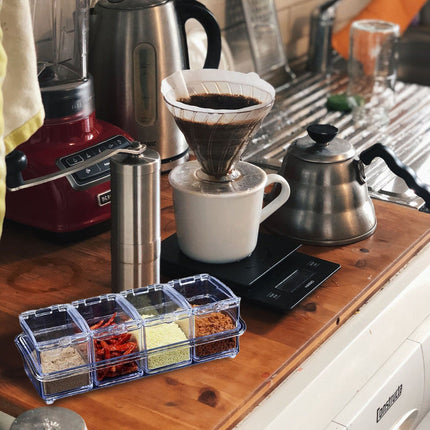 Kitchen Seasoning Jar Set Acrylic Condiment Storage Box Transparent Salt Sugar Spice Jar Set