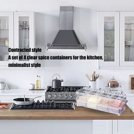 Kitchen Seasoning Jar Set Acrylic Condiment Storage Box Transparent Salt Sugar Spice Jar Set