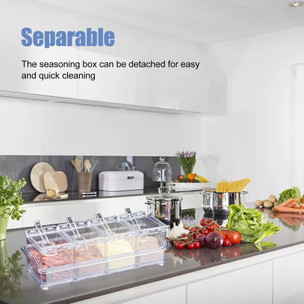 Kitchen Seasoning Jar Set Acrylic Condiment Storage Box Transparent Salt Sugar Spice Jar Set