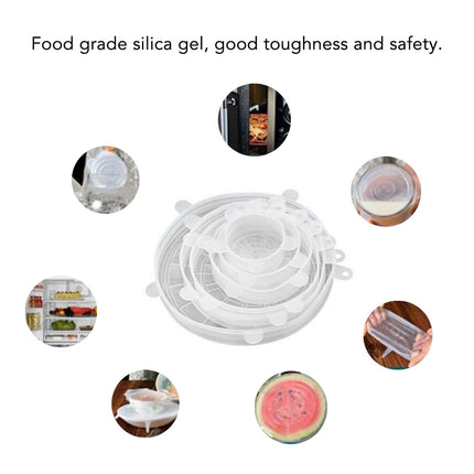 6 Pcs Silicone Stretch Lids High Temperature Resistance Round Reusable Silicone Lids for Refrigerator Microwave Oven Silicone Cover 6 Pcs